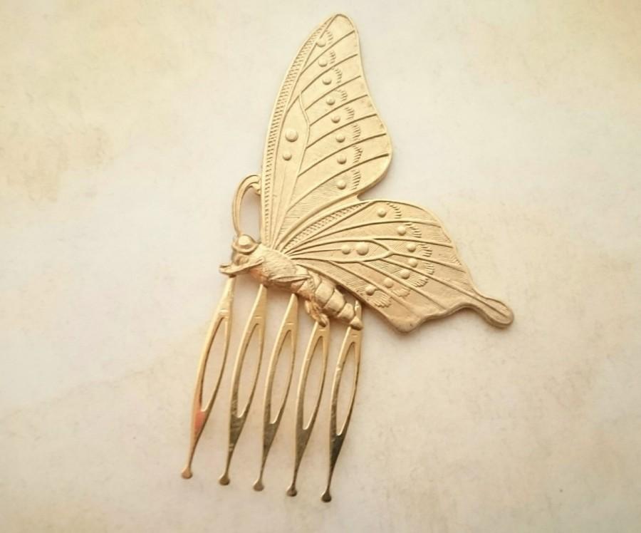 Свадьба - Butterfly Hair Comb Gold Butterfly Hair Clip Nature Hair Accessories