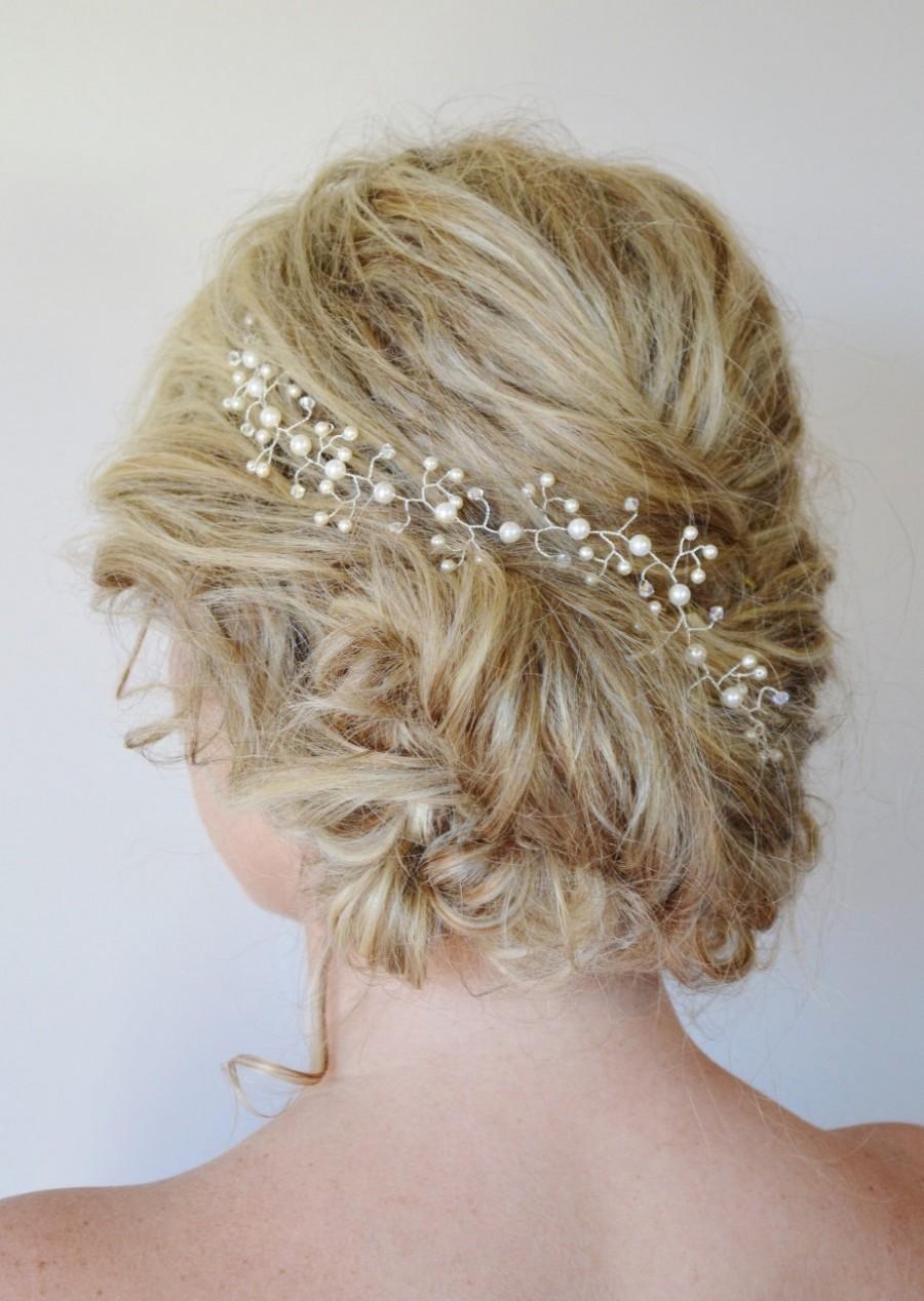 زفاف - Pearl Crystal Hair Vine, Wedding Hair Accessories,Customised Bridal Headpiece,Swarovski Crystal & Pearl Hair Piece, Formal Hair Vine