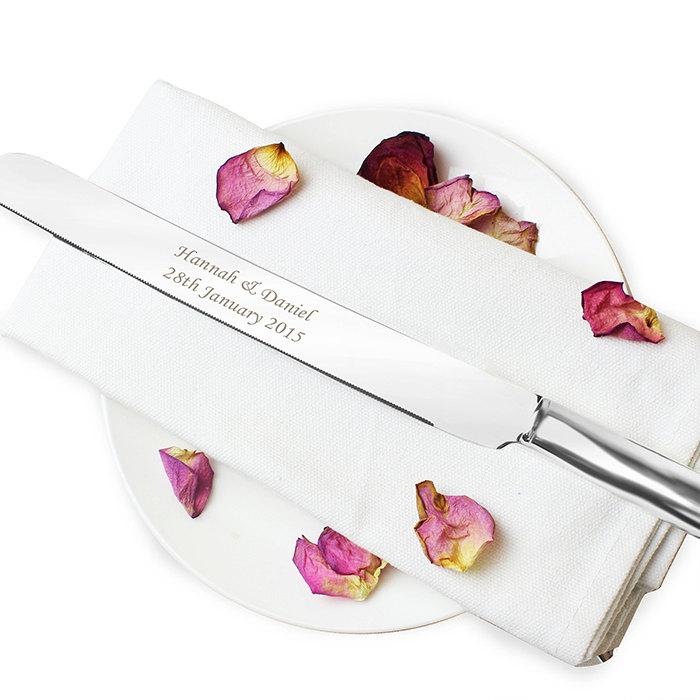 Mariage - Heart Cake Knife - Hand Made Personalised Silver Plated Gifts - Ideal for Wedding presents, Engagement gifts.