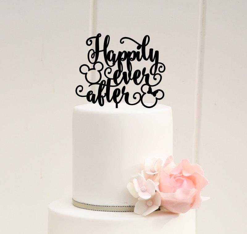 Wedding - Mickey Head Happily Ever After Wedding Cake Topper - Disney Wedding Cake Topper