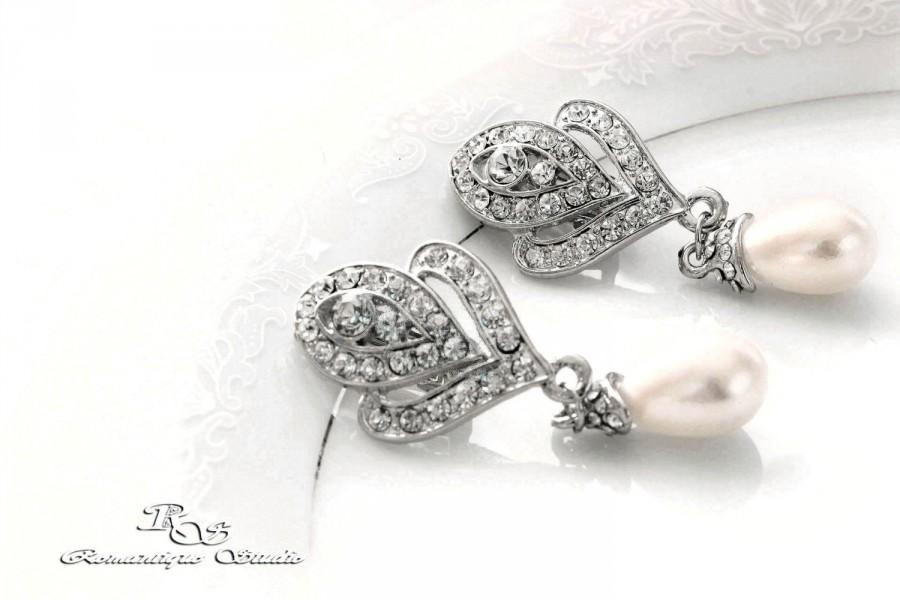 Hochzeit - Wedding earrings Pearl drop earrings Bridal pearl earrings Bridesmaid earrings Pearl wedding jewelry  Pearl earrings Dangle earrings 1121