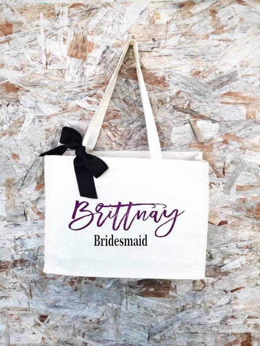 Wedding - Bridal Tote. Bride Bag. Bridesmaid Tote. Bridesmaid Bag. Personalized Tote. Personalized Name Tote.