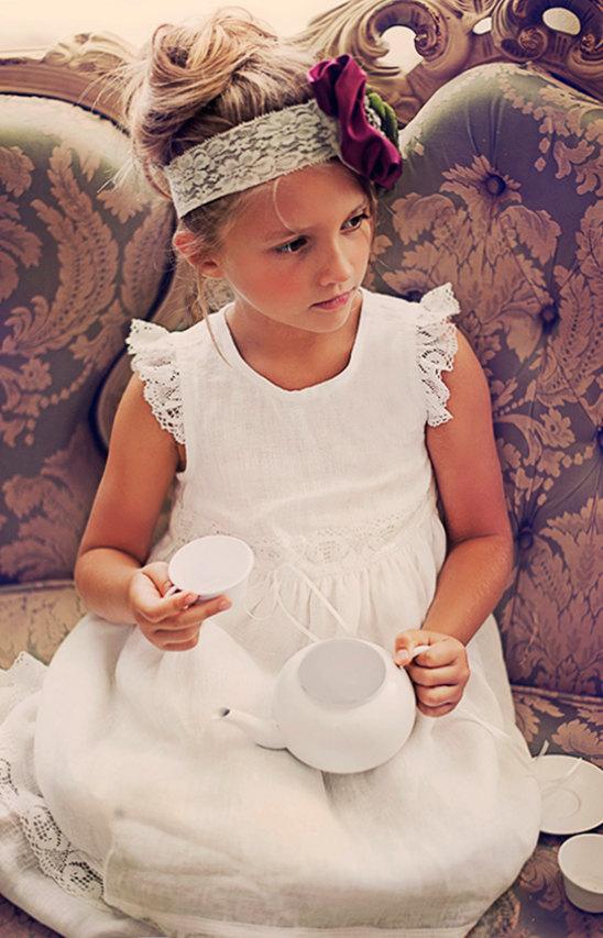 Hochzeit - Flower girl dress, baby dress, vintage flower girl dress, lace dress, cream flower girl dress, champagne flower girl dress