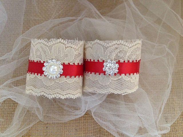 Hochzeit - Red and Ivory Napkin Holders for Country Weddings, Bridal or Baby Showers - Engagement/Rehearsal/Holiday Table Decor - Set of 25