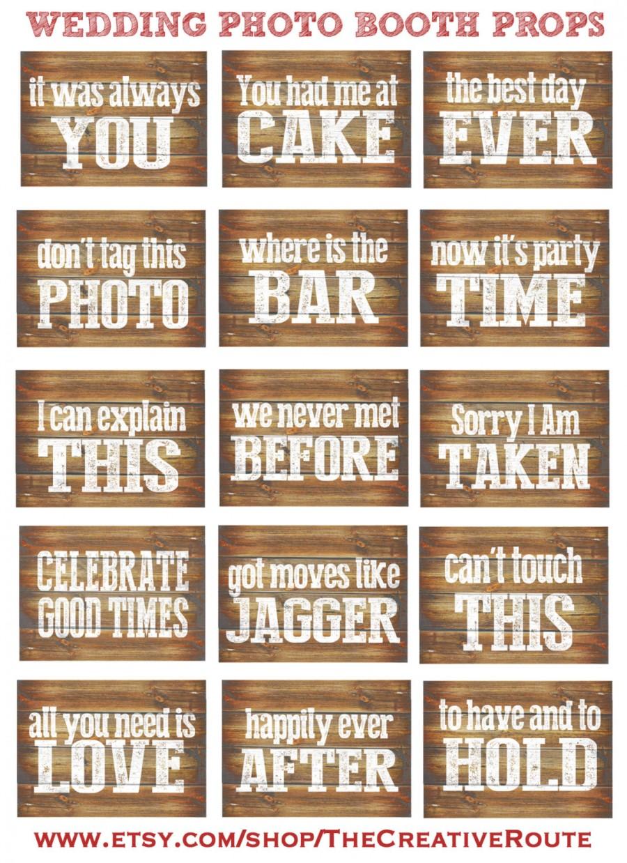Wedding Rustic Photo Booth Vintage Props Printable 15 Large Funny DIY 