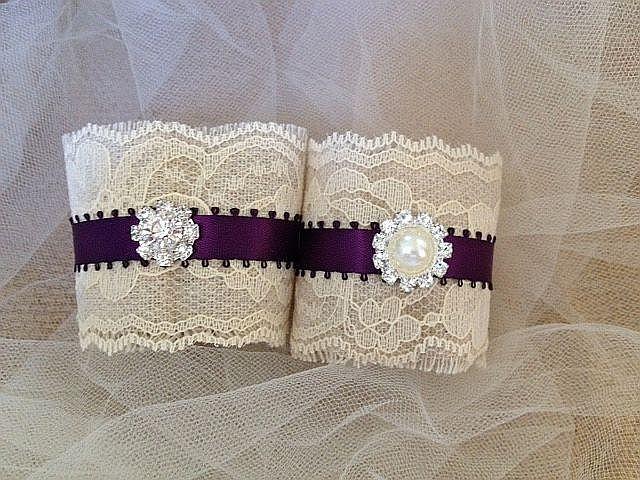 Wedding - Purple and Ivory Napkin Holders for Country Weddings, Bridal or Baby Showers - Engagement/Rehearsal/Wedding Table Decor - Set of 25