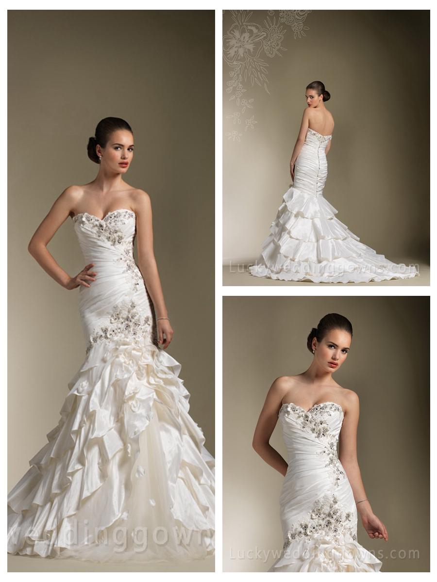 Свадьба - Elegant Sweetheart Wedding Dress with Asymmetrical Layered Mermaid Skirt