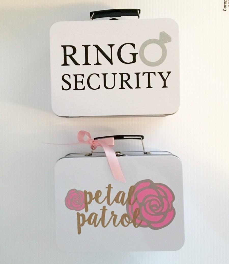 Wedding - Ring Security + Petal Patrol Boxes (Each with Coloring Book + Crayons) - Ring Bearer Pillow & Flower Girl Basket Alternative