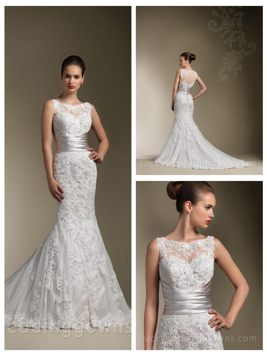 Mariage - Sparkle Embroidered Lace Sweetheart Neck Wedding Dress with Trumpet Skirt