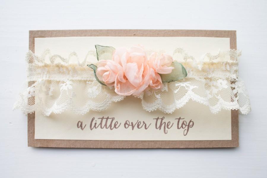 Wedding - Sweet Peach & Ivory Floral Bridal Garter