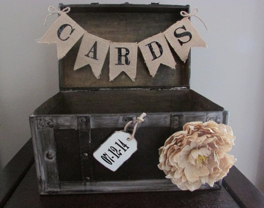 زفاف - Rustic wedding Card Holder with Wooden Date Tag and Burlap Card  Wedding Card Box Country Wedding Decoration B1B