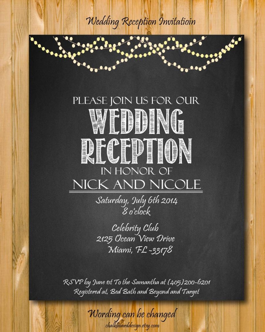 Printable Wedding Reception Invitation Wedding Invitation Custom 