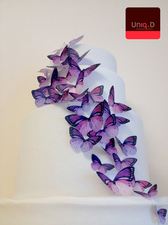 زفاف - BUY 38 get 6 FREE - purple wedding cake decoration - edible butterflies cake toppers - lavender wedding cake by Uniqdots on Etsy