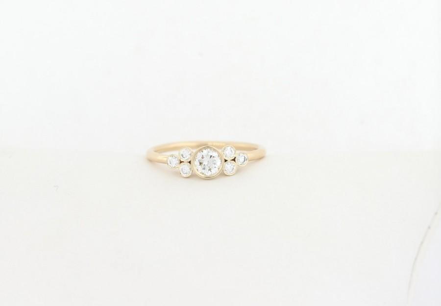 Wedding - Seven Stone Diamond Cluster Engagement Ring, Diamond Cluster Ring, Big Diamond Engagement Ring