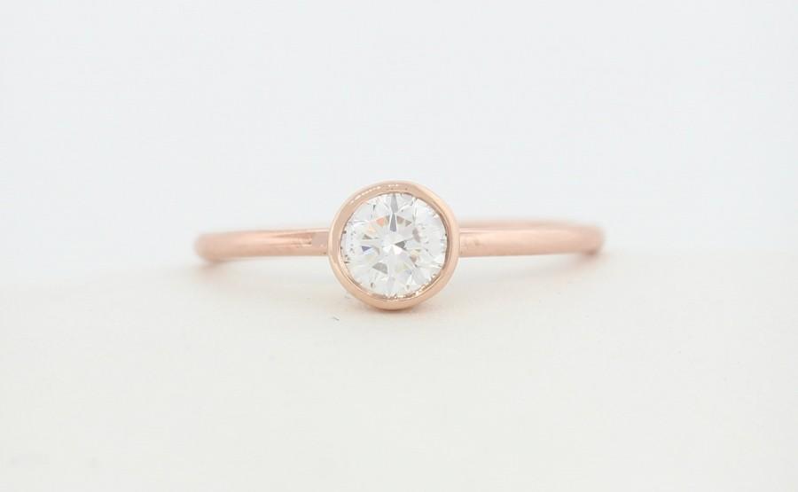 زفاف - GIA Certified 0.40 F Color SI Quality Round Brillaint Cut Diamond Engagement Ring available in White, Rose, and Yellow Gold, Engagement Ring