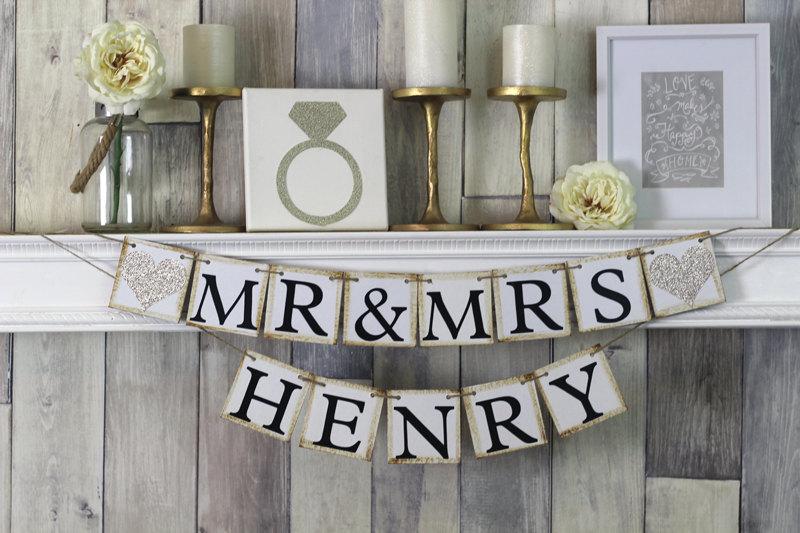 Mariage - Mr and Mrs Sign, Mr and Mrs Banner, Mr and Mrs, Wedding Sign, Wedding Decor, Wedding Sign, Rustic Wedding Sign, Sweetheart Table, Gift