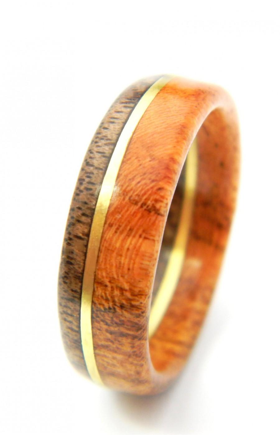 Wedding - Unique Walnut and Cherry Wood Ring, Jewelry, Ring, Wood Jewelry, Weddings, Wedding Band, Engagement Ring, Spring, Him, Men, Gift, Mens Gift