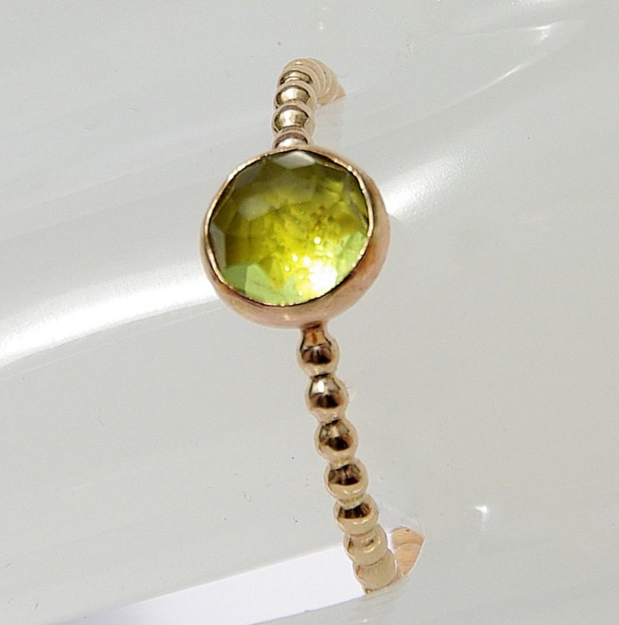 زفاف - Yellow / ROSE GF Peridot Ring- August Birthstone Ring- Peridot Gold Ring- Green Peridot Ring- Green Ring- Bridesmaid Ring- Stackable Ring
