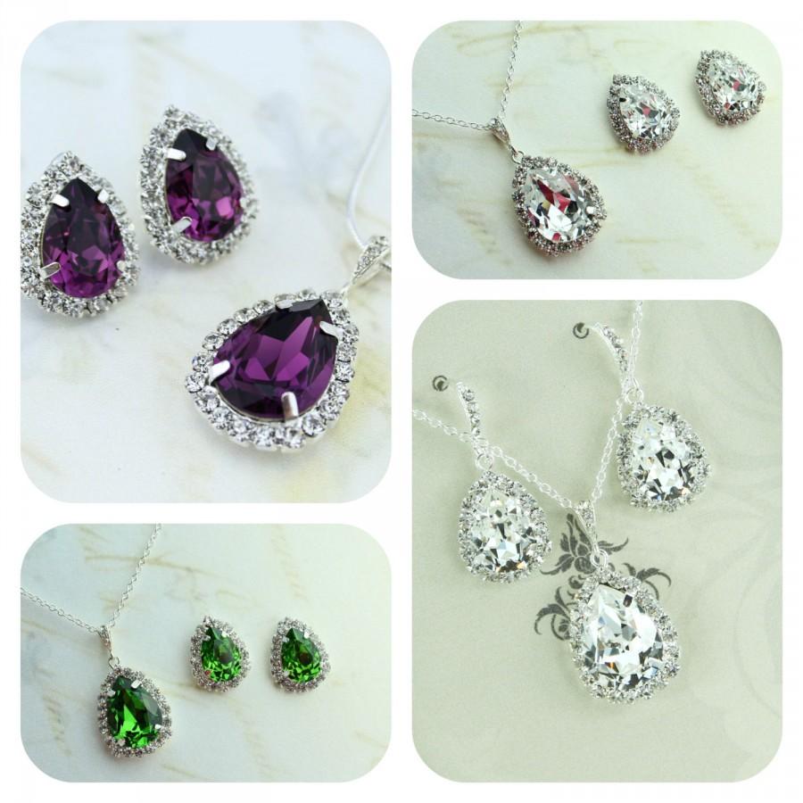 زفاف - Bridesmaid Jewelry - Diamond Bridesmaid Jewelry - Pear Drop Earrings - Bridal Earrings - Birthstone - Davids Bridal