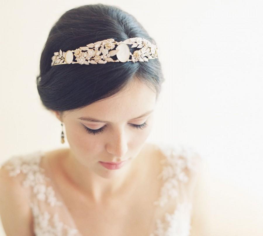 زفاف - Sample sale Vintage inspired cameo leaf bridal tiara crown - Heirloom no. 2031