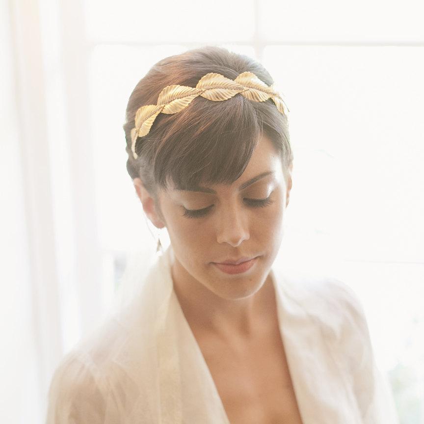 زفاف - Sample Sale, bridal crown, tiara, Grecian leaf crown, headband, gold, Roman bridal crown -style 846