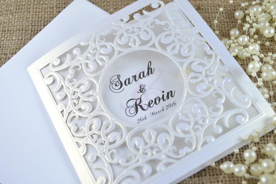 Wedding - Laser Cut Wedding Invitation, White Laser Cut Wedding Invitation. Beautiful Wedding Invitation