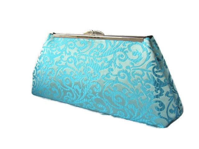 زفاف - Turquoise wedding clutch purse / Bridesmaid gift clutch idea, bridal accessory/  Evening clutch purse ,Prom clutch bag