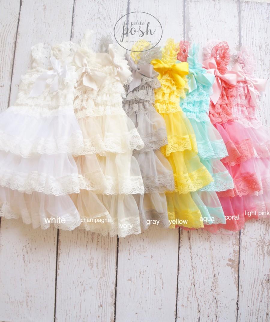 Mariage - flower girl dresses, baby dress, lace baby dress, easter dress, rustic flower girl dress, lace flower girl dress, country flower girl