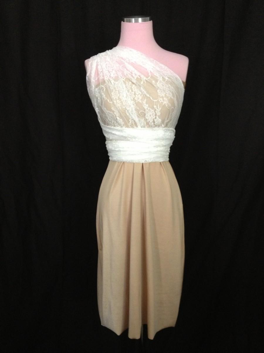 Wedding - Champagne and Ivory Lace Bridesmaids Convertible Dress ...67 Colors... Wedding Dress, Party, Prom, Holiday