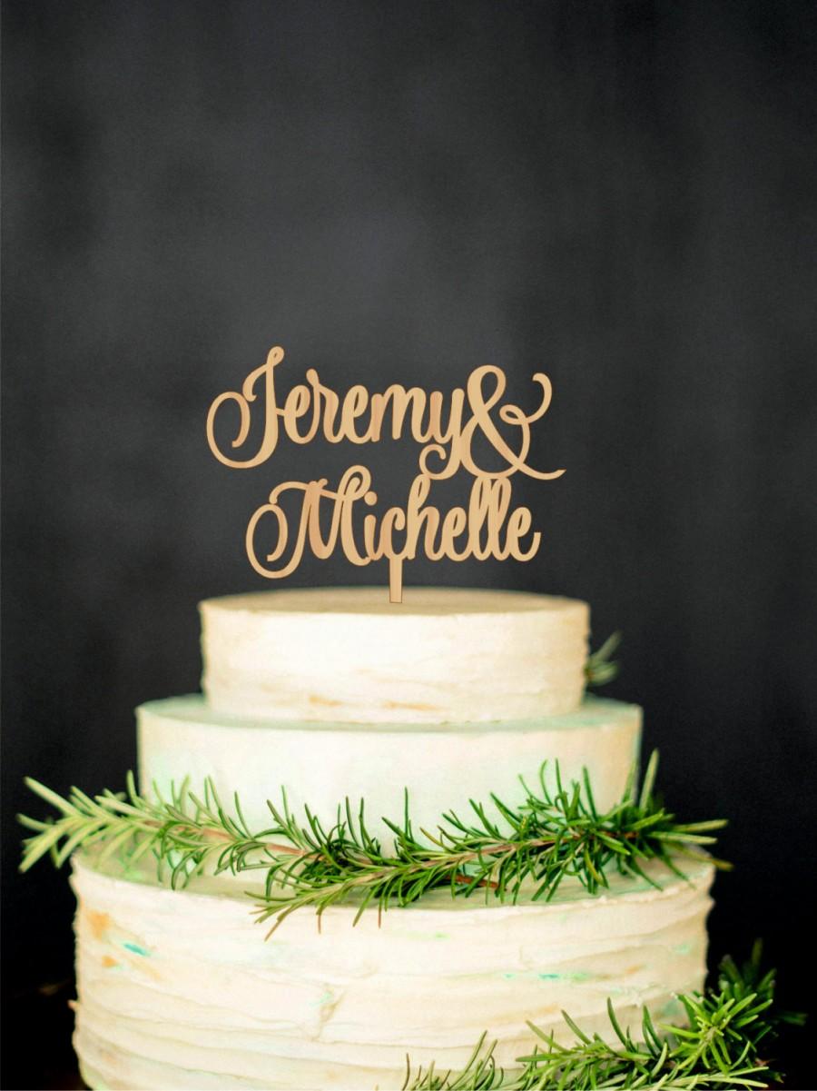 Hochzeit - Wedding Cake Topper Personalized Names Cake Topper Custom Cake Topper Wood Cake Topper