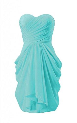 زفاف - Tiffany Blue Strapless Short Chiffon Bridesmaid Dress