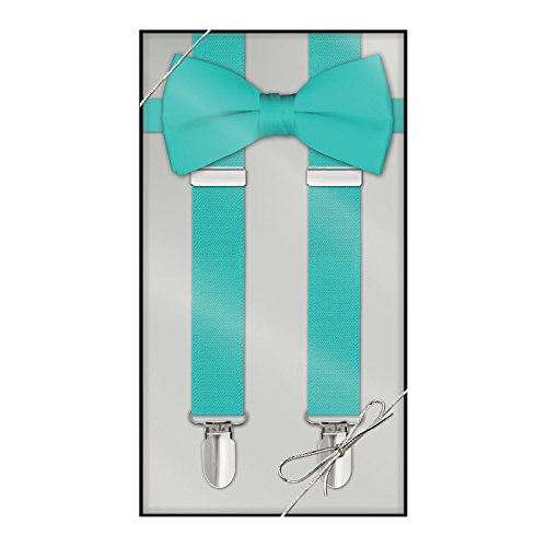 Hochzeit - Tiffany Blue Suspender & Bow Tie Set