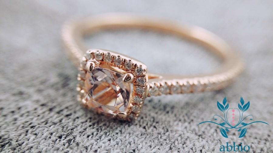 Wedding - Morganite Engagement Ring, Morganite Ring, Rose Gold Engagement Ring, Crafted to Order