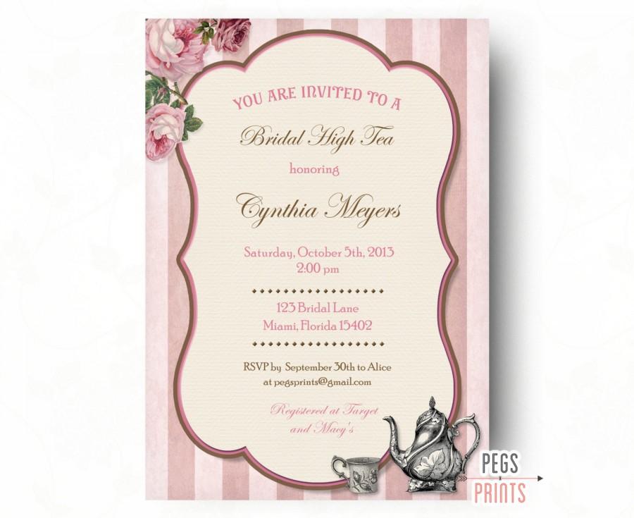 زفاف - Bridal High Tea Invitation // Printable High Tea Invites // Bridal Shower Tea Party Invitation // Garden Bridal Shower // Rose Garden Party