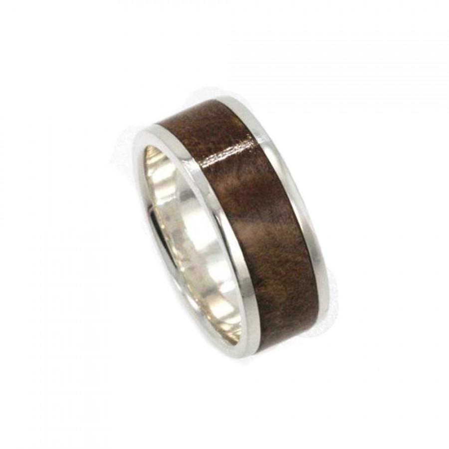 زفاف - Platinum Ring, Unique Wood Ring with Kauri Wood Inlay, Wooden Wedding Band, Other   Metals available, Ring Armor Included