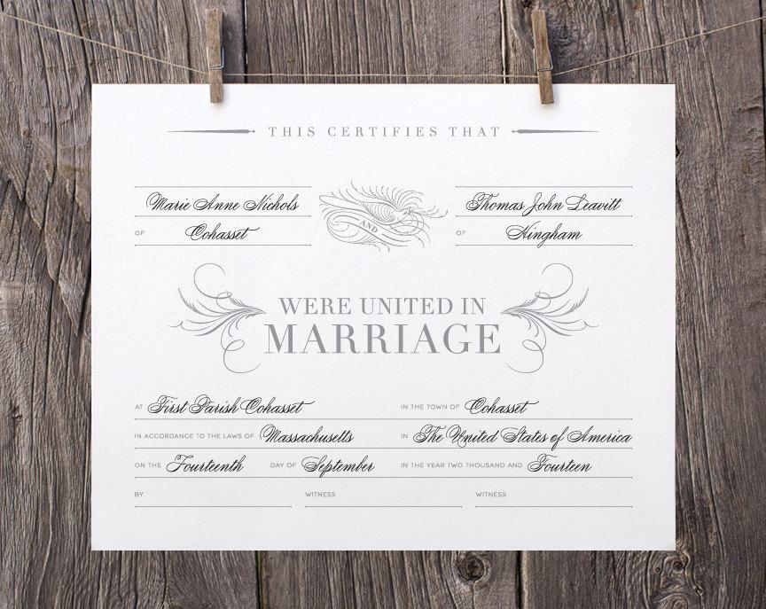 زفاف - 8x10 Customized Printable Marriage Certificate, Gray Black and White Marriage Certificate, Silver Wedding Keepsake Marriage Certificate