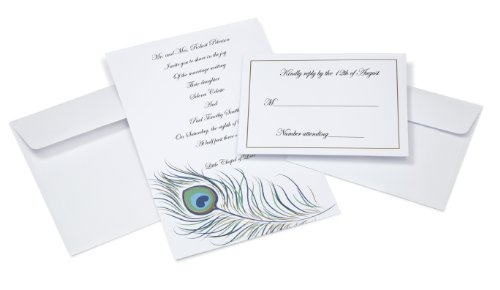 Wedding - Peacock Feather Invites for Wedding, 50-Pack