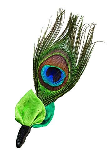 Wedding - Lillian Rose Peacock Feather Boutonniere, 5-Inch by 3-Inch