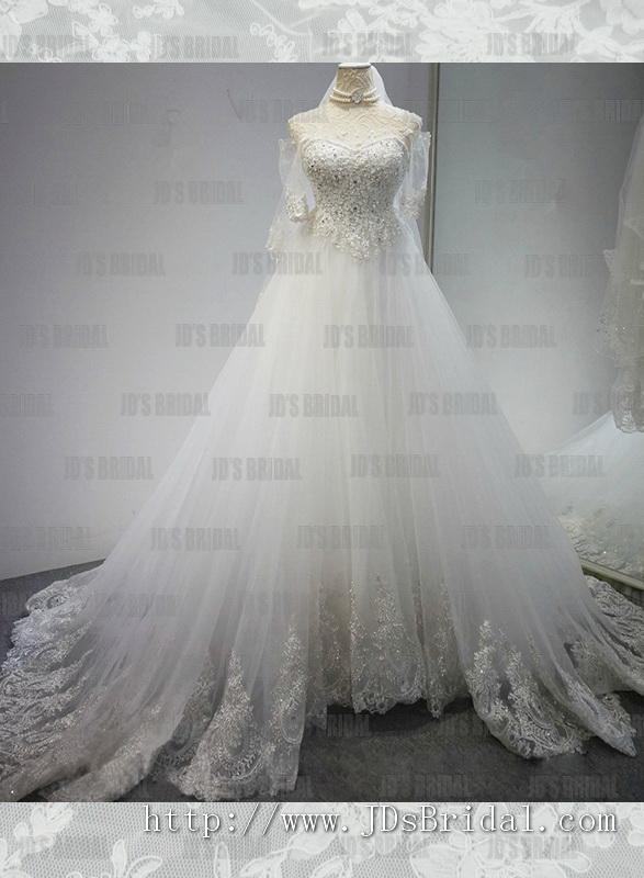 زفاف - JW16186 Fairytale sweetheart neckline tulle ball gown wedding dress