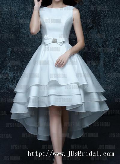 زفاف - JW16187 Lovely little white hi-low tea length wedding dress