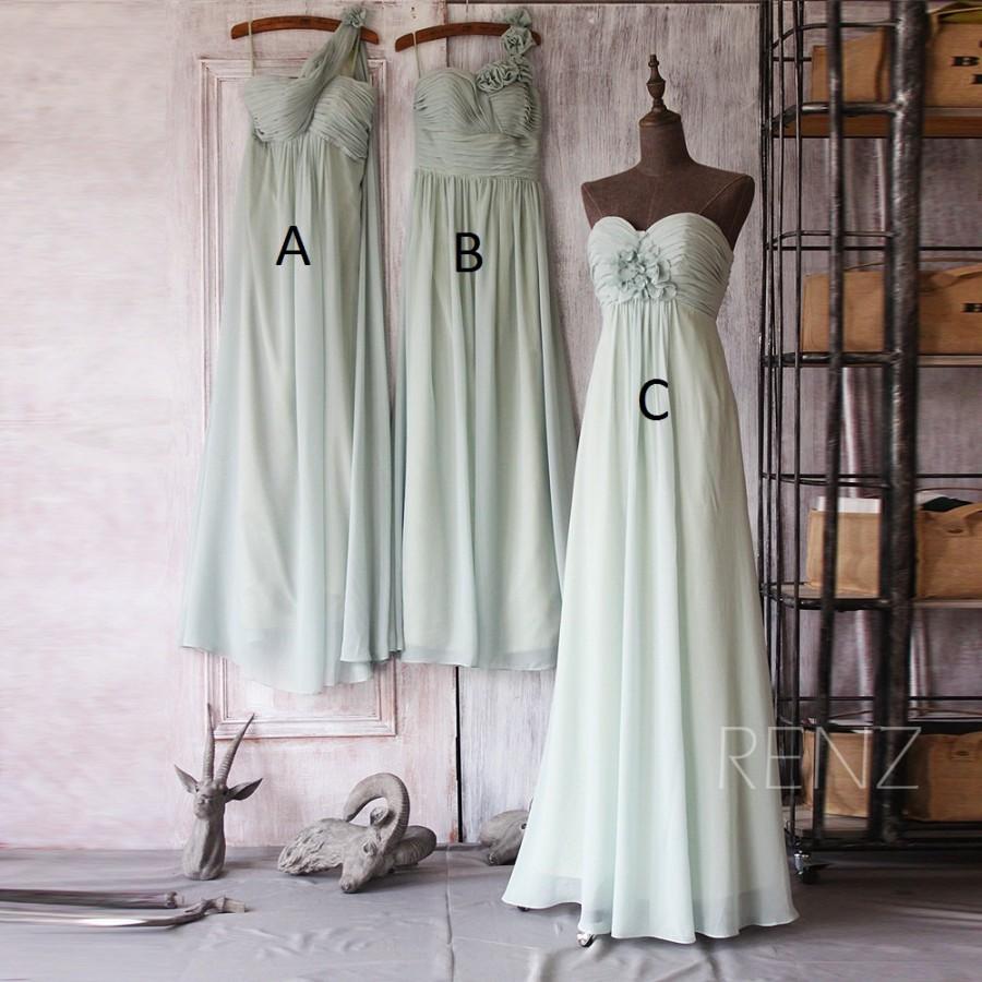 زفاف - 2015 Mix and Match Bridesmaid dress, Backless Empire Wedding dress, Long Rosette dress, Dusty Shale Formal dress floor length (F081~83)