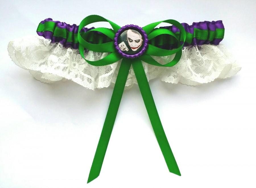 Свадьба - The Joker DC Batman Villian Satin/satin and lace Garter/Garter Set
