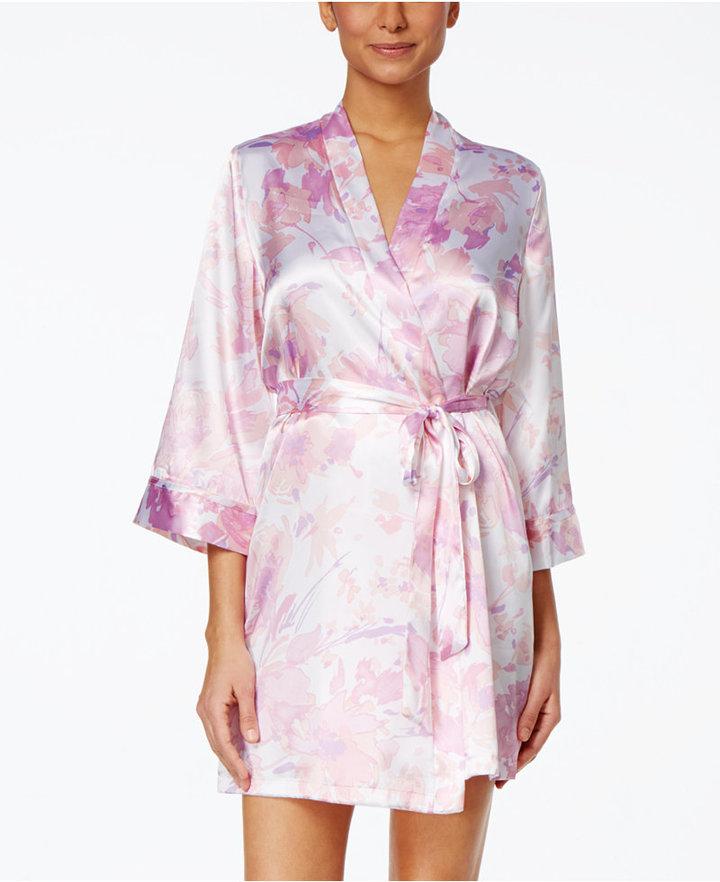 Mariage - Linea Donatella Floral-Print Satin Wrap Robe