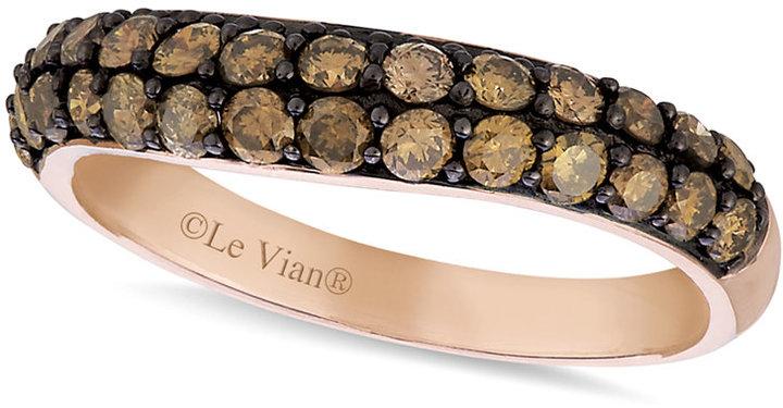Hochzeit - Le Vian Chocolate Diamond Wedding Band (9/10 ct. t.w.) in 14k Rose Gold