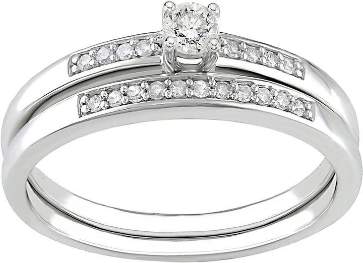 Hochzeit - FINE JEWELRY 1/5 CT. T.W. Diamond Bridal Ring Set, Sterling Silver