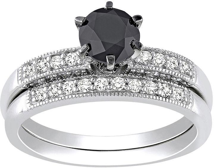 زفاف - FINE JEWELRY 1 1/3 CT. T.W. Black & White Diamond Bridal Ring Set