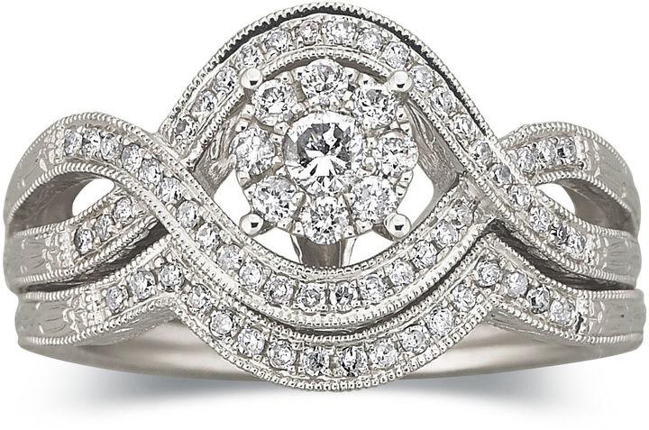 Hochzeit - FINE JEWELRY Cherished Hearts 1/2 CT. T.W. Certified Diamond Bridal Set