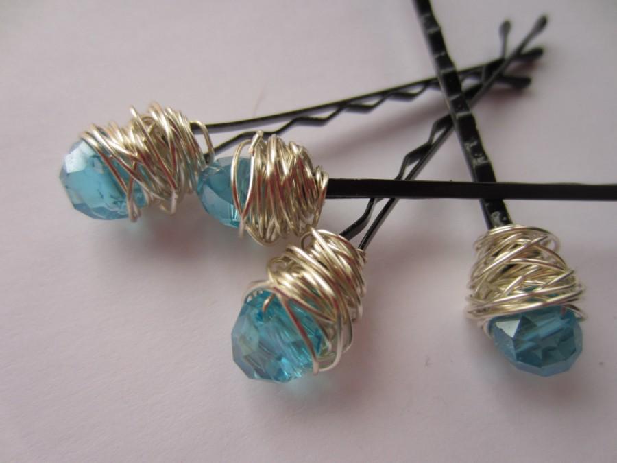 زفاف - Blue Hair Pins - Crystal Hair Pins - Silver Hair Pins - Blue Crystal Hair Pins - Wedding Hair Accessories - Bridal Hair Pins - Frozen Pins