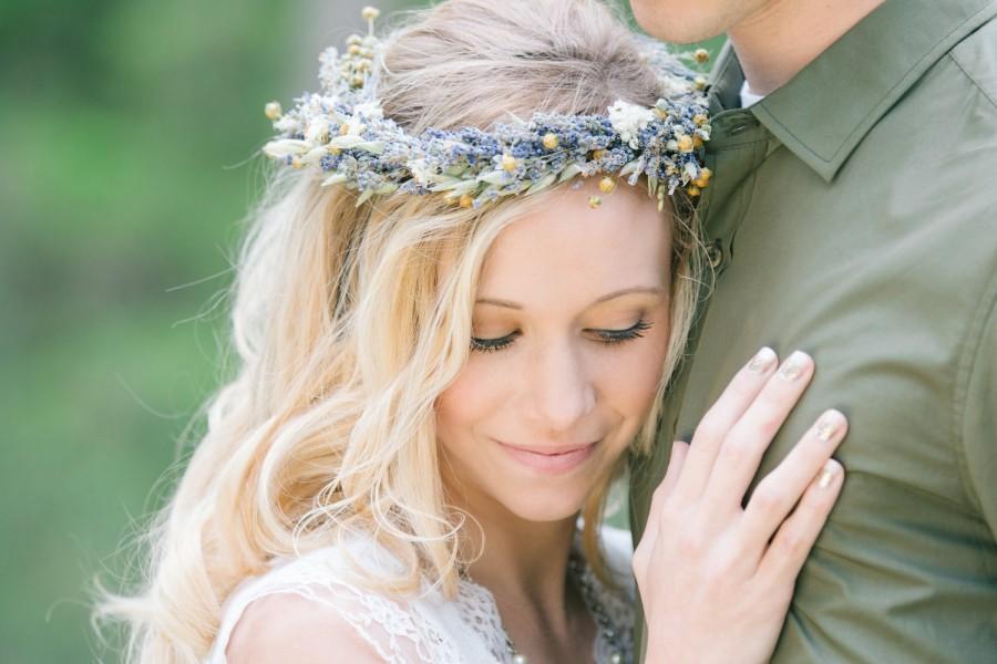 Свадьба - Flower Crown of Lavender and Daisies Bridal Head Piece for Brides, Bridesmaids, Flowergirls