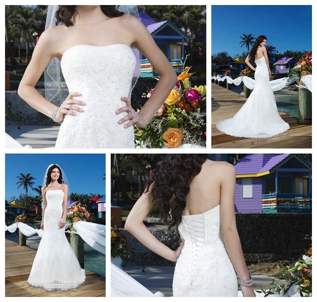 زفاف - Beaded Lace Tulle Fit And Flare Strapless Tulle Halter Wedding Gown